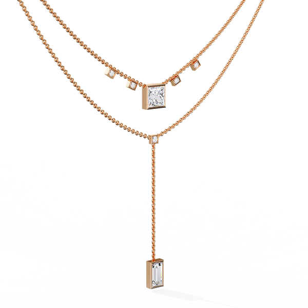 Princess Cut Diamond Y Necklace