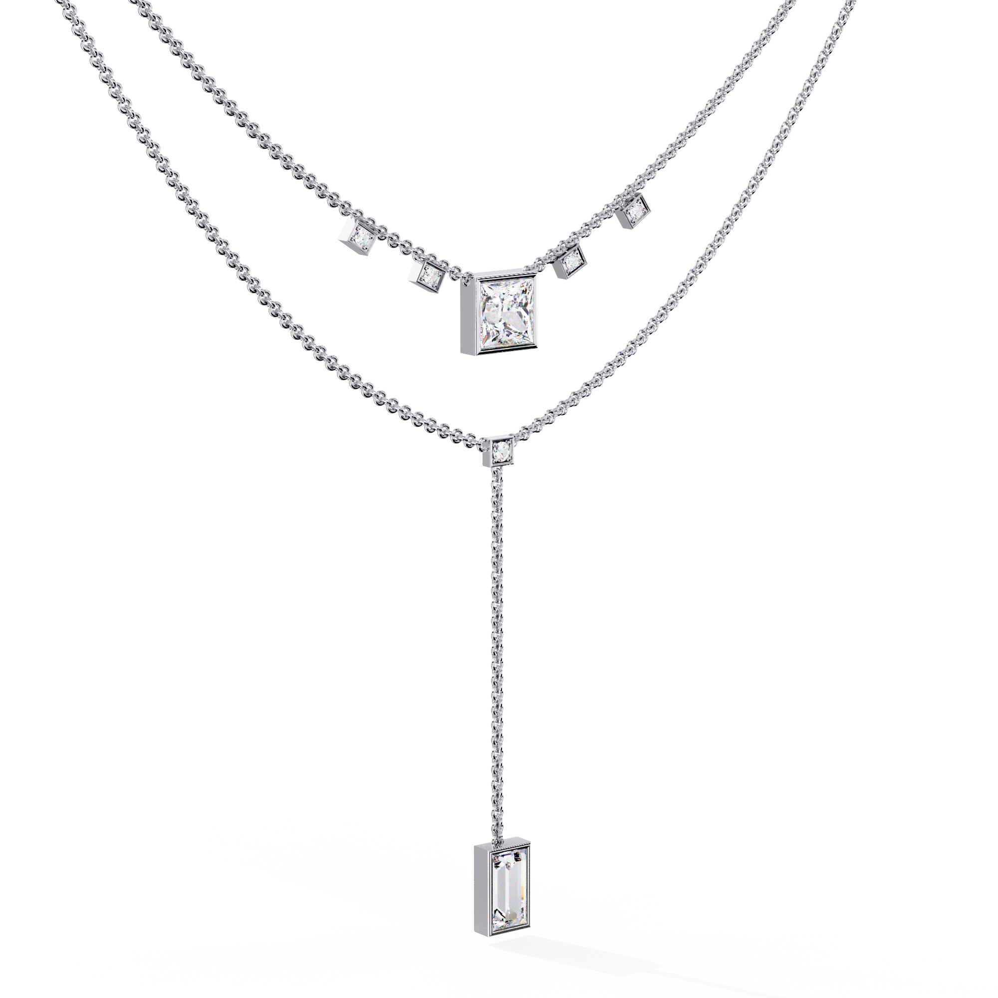 Princess Cut Diamond Y Necklace