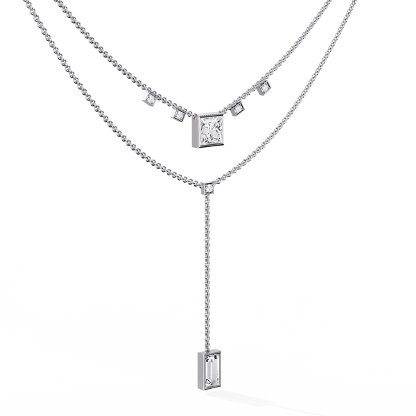 Princess Cut Diamond Y Necklace