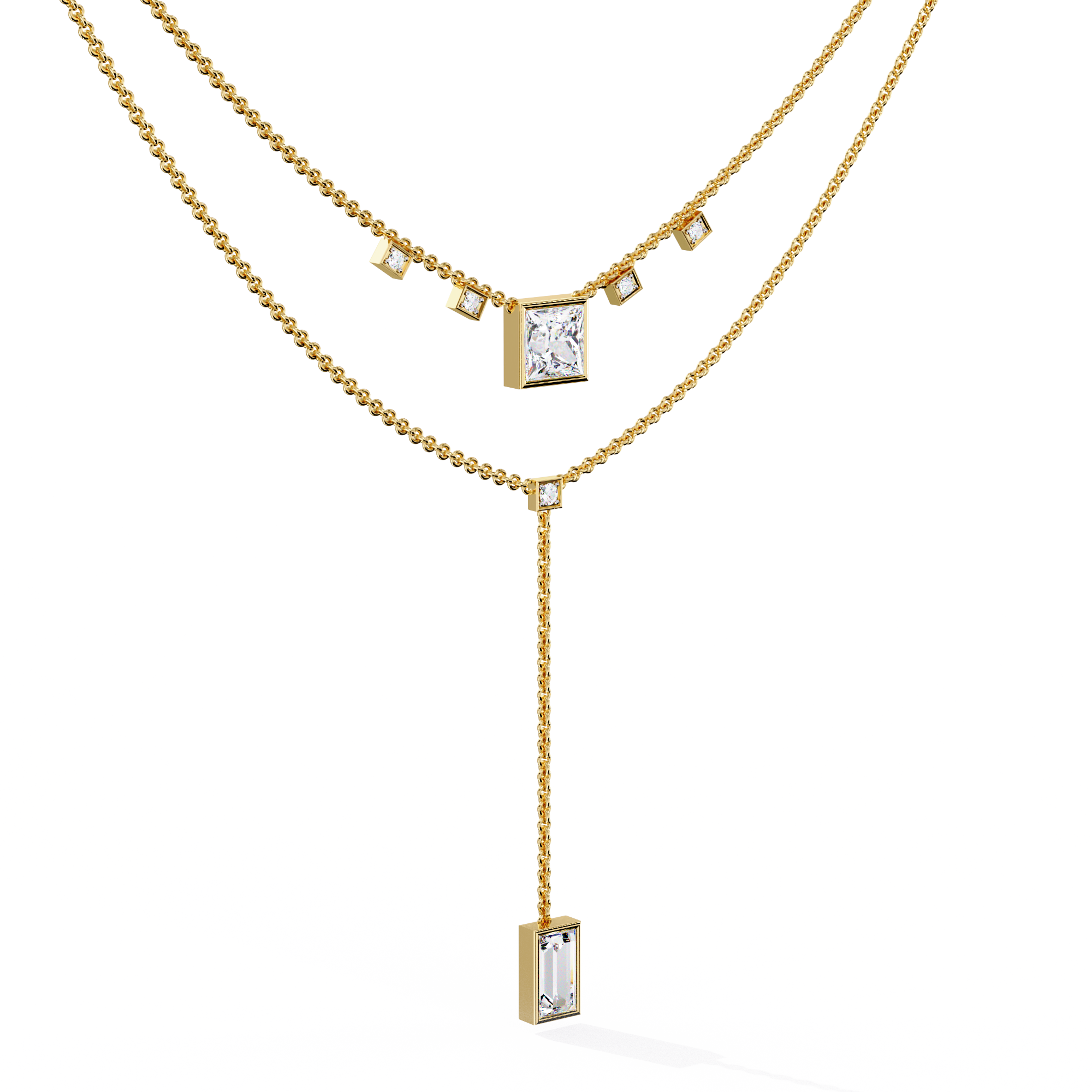 Princess Cut Diamond Y Necklace