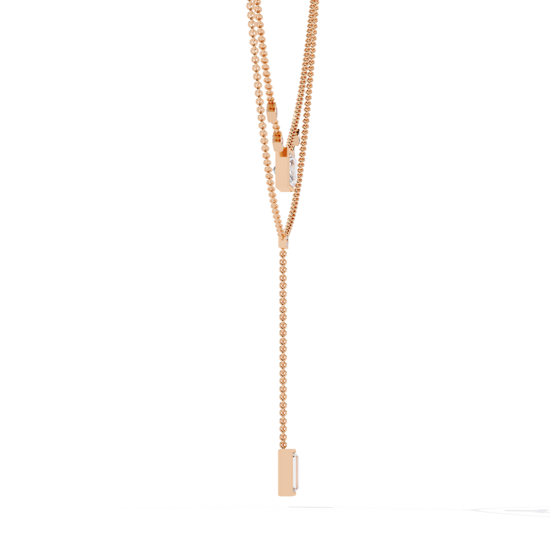Princess Cut Lab Grown Diamond Y Necklace