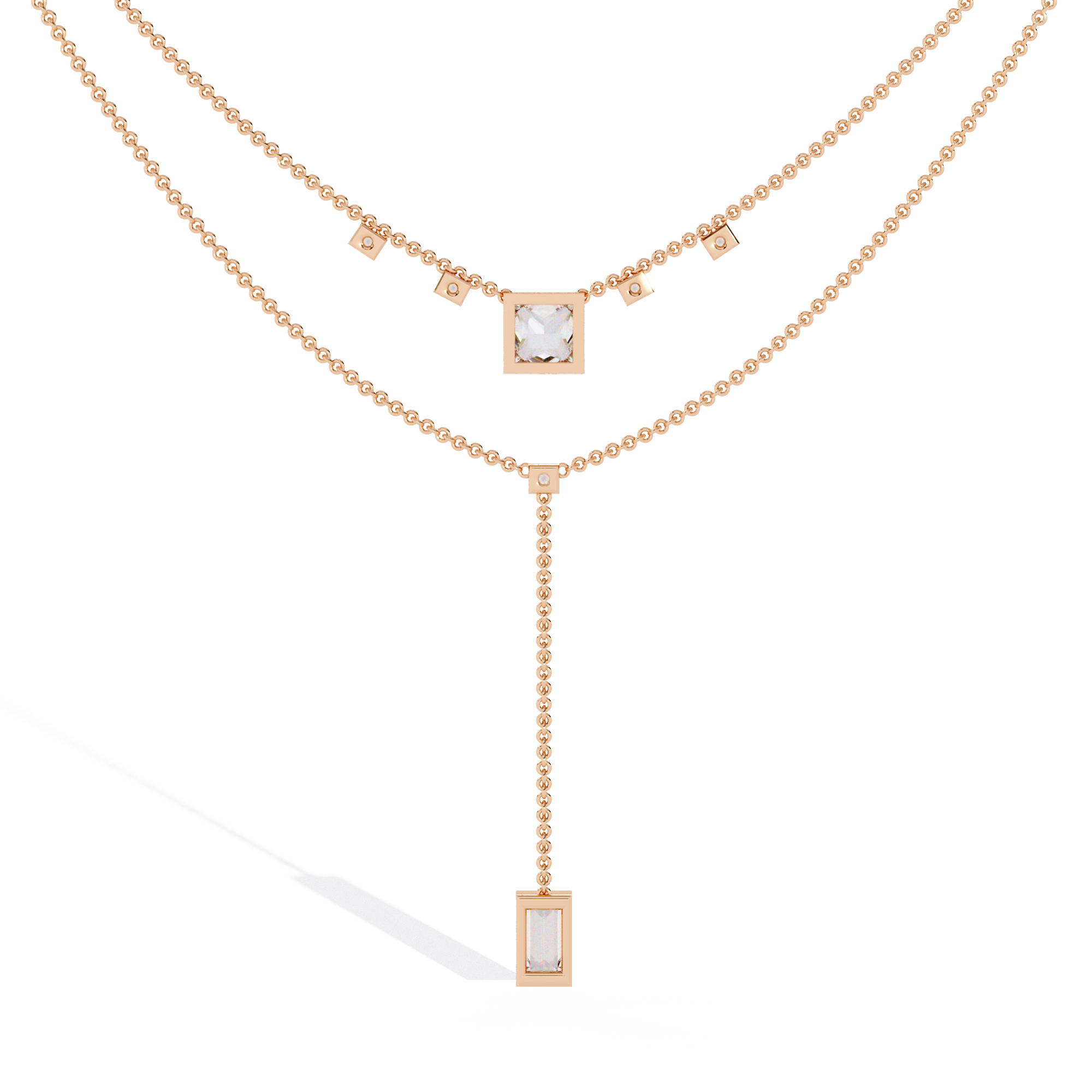 Princess Cut Diamond Y Necklace