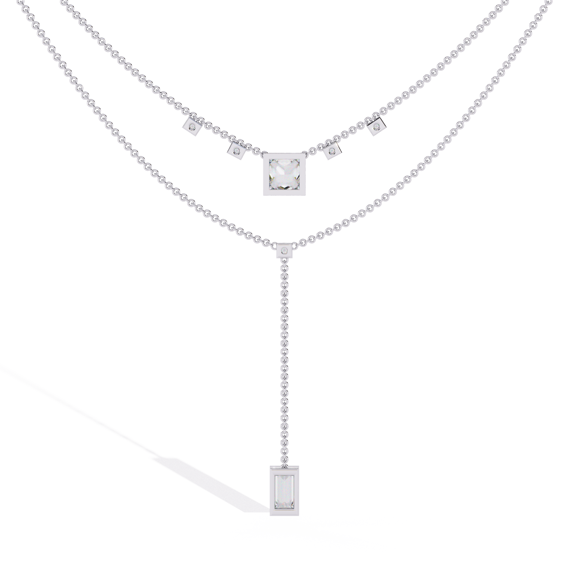 Princess Cut Diamond Y Necklace
