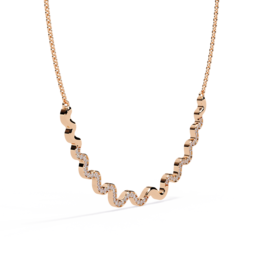 Sparkling Wave Diamond Necklace