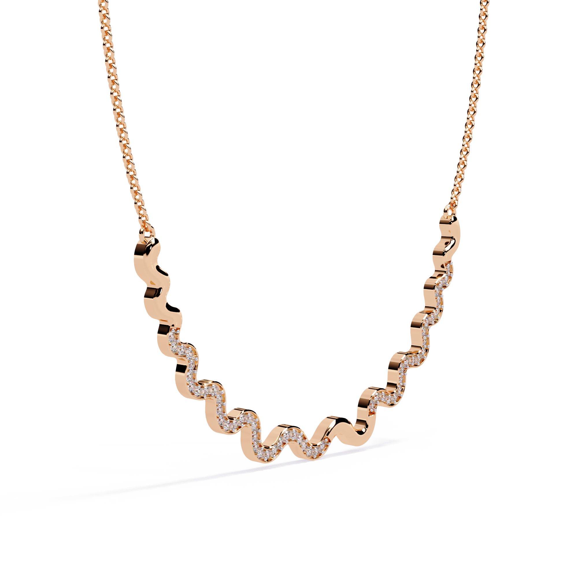 Sparkling Wave Diamond Necklace
