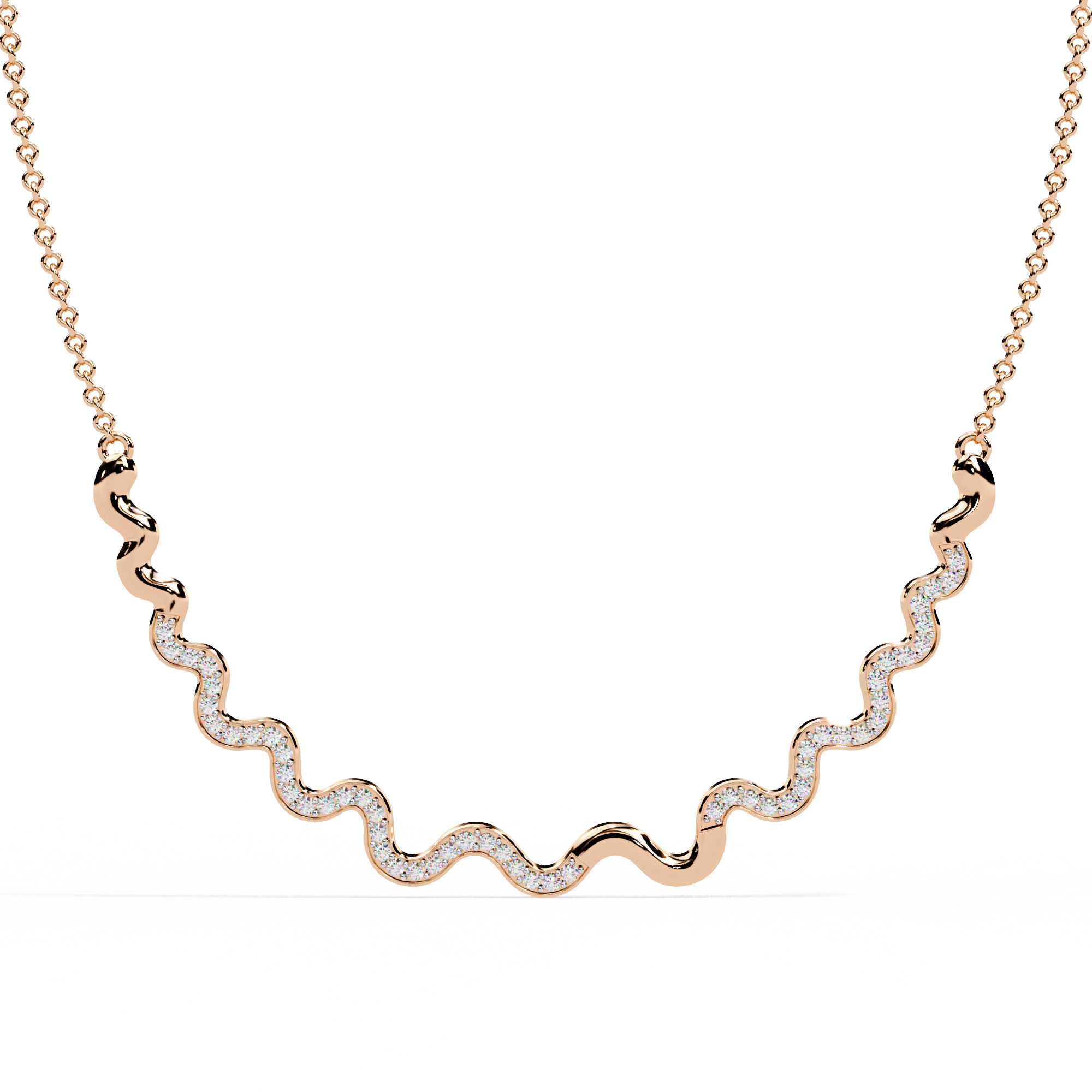 Sparkling Wave Diamond Necklace