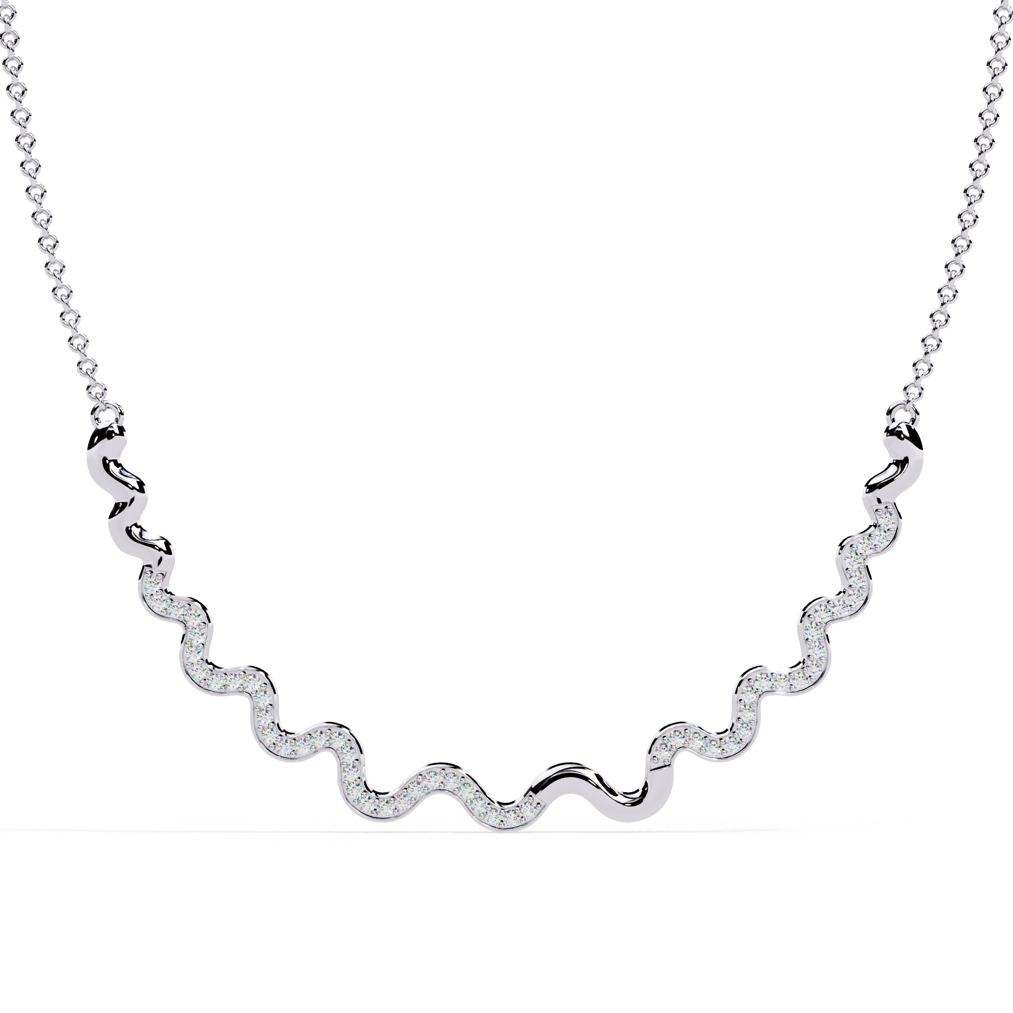 Sparkling Wave Diamond Necklace
