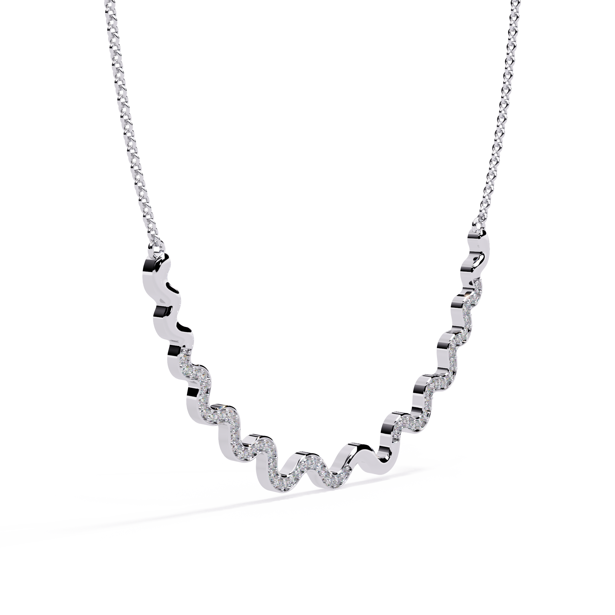 Sparkling Wave Diamond Necklace