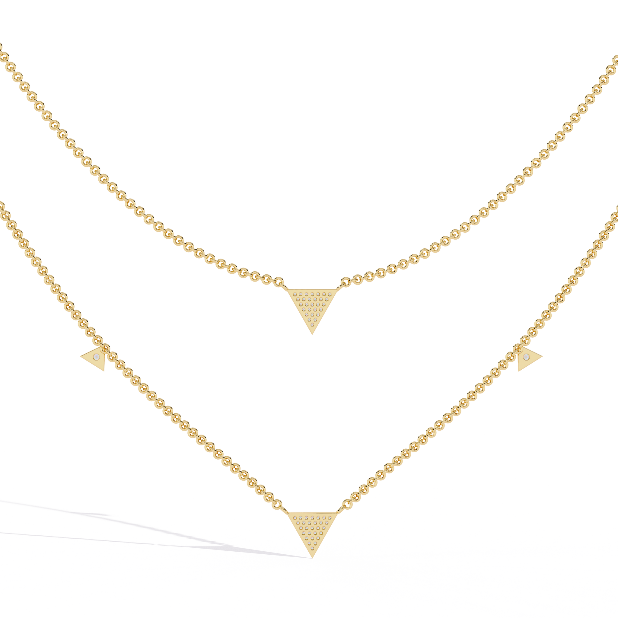 Delicate Gold Chain Necklace with Trillion Diamonds