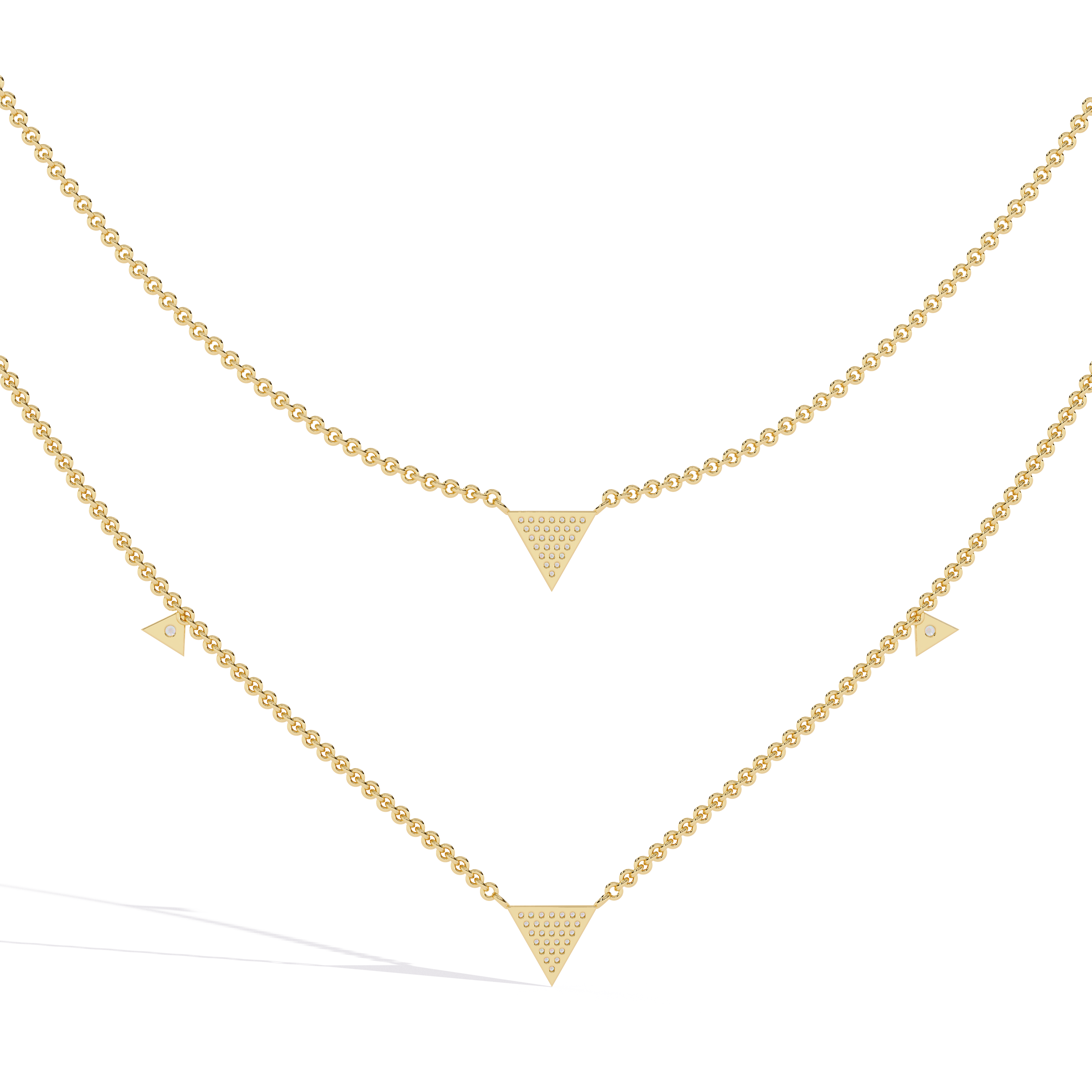 Delicate Gold Chain Necklace with Trillion Diamonds