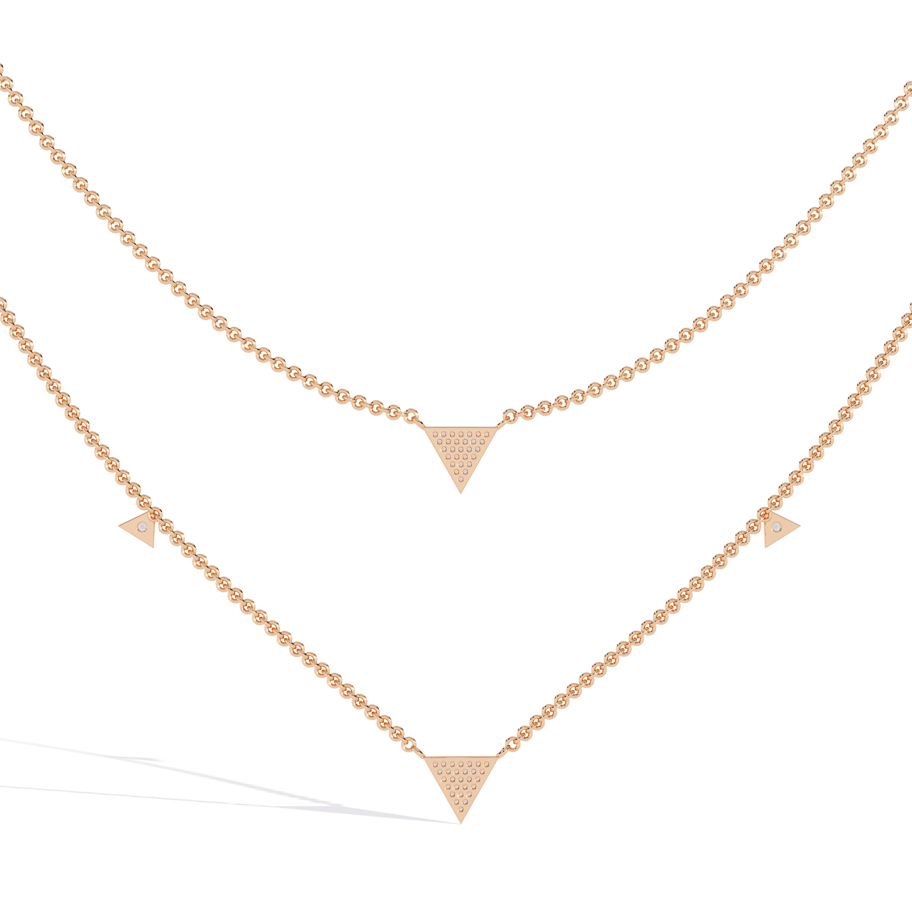 Delicate Gold Chain Necklace with Trillion Diamonds