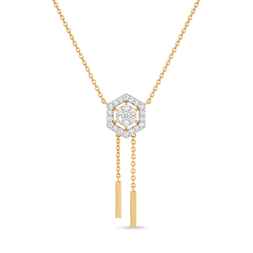 Hexagon Tassel Drop Round Diamond Pendant
