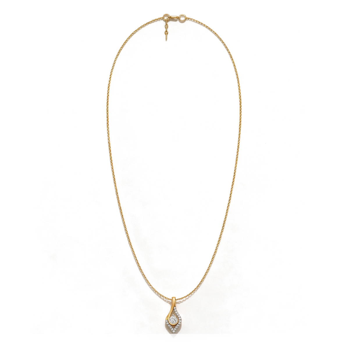 Swirl Teardrop Pavé Round Diamond Pendant
