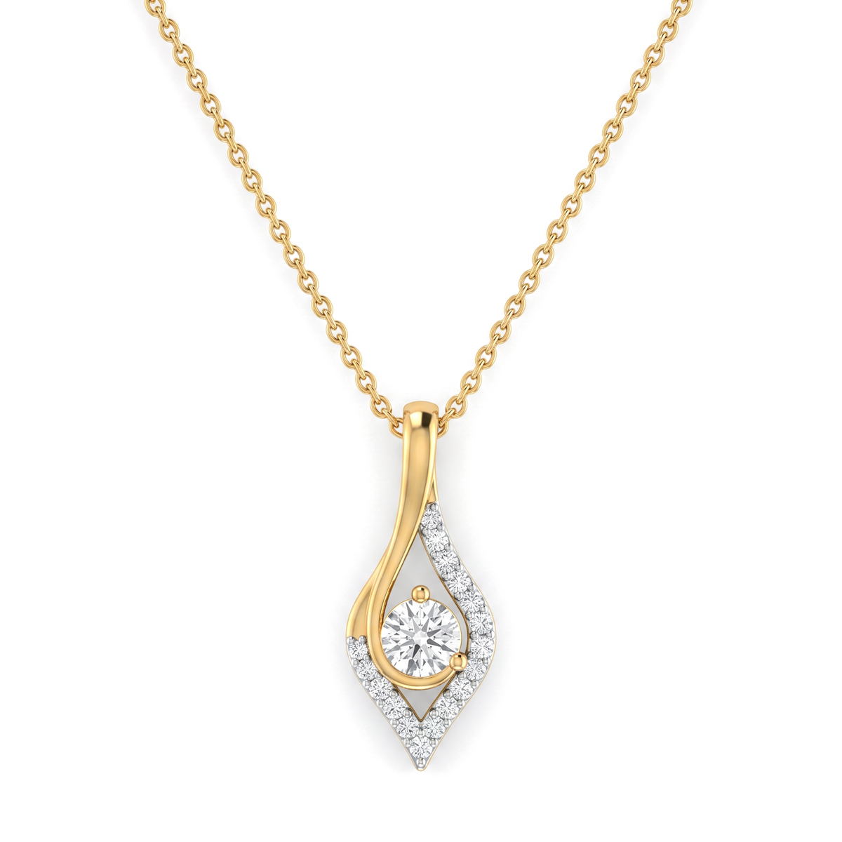 Swirl Teardrop Pavé Round Diamond Pendant