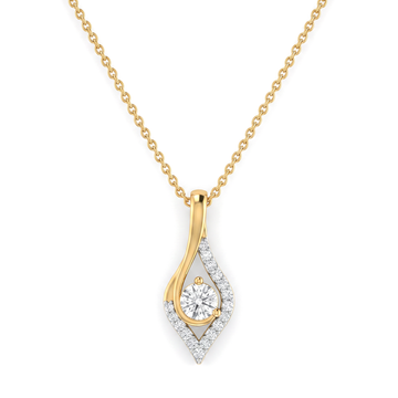 Swirl Teardrop Pavé Round Diamond Pendant