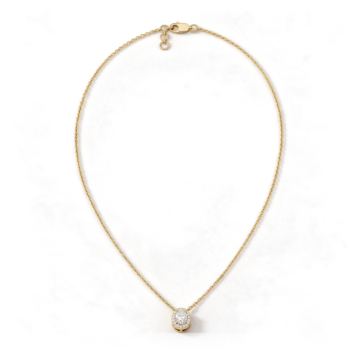 Classic Halo Oval Diamond Pendant
