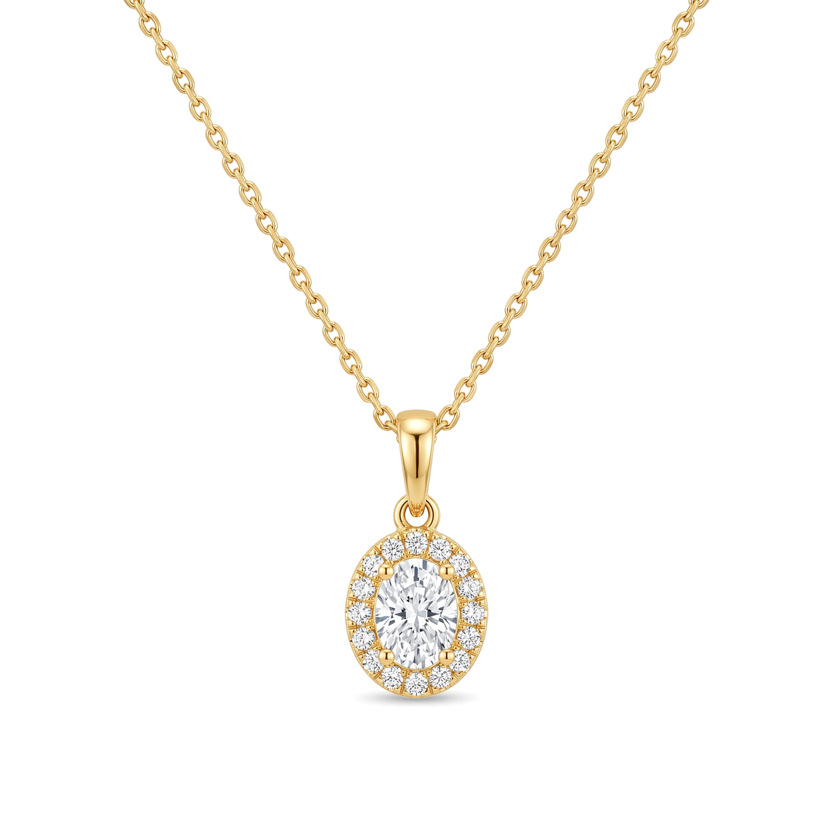 Classic Halo Oval Diamond Pendant