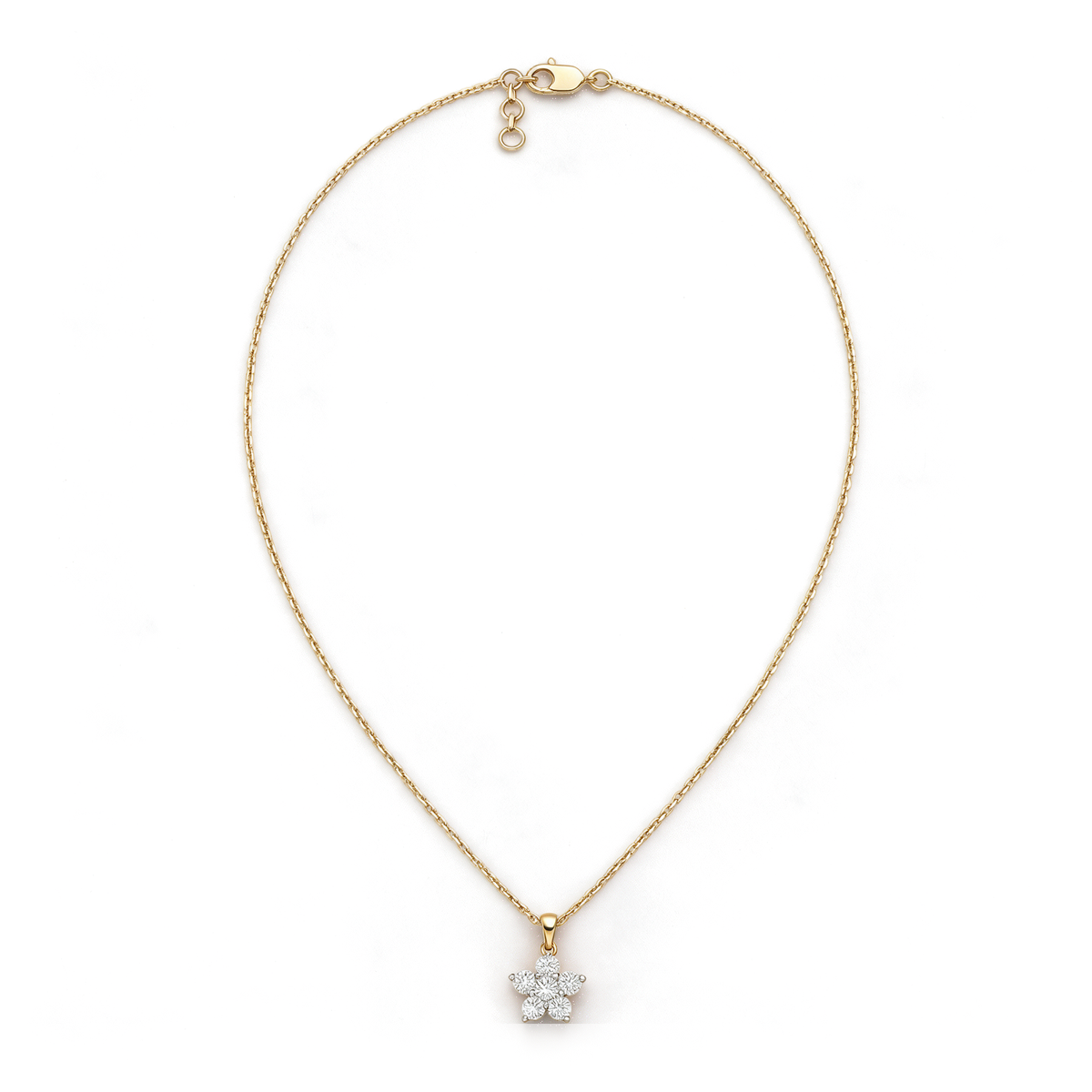 Floral Blossom Cluster Round Diamond Pendant