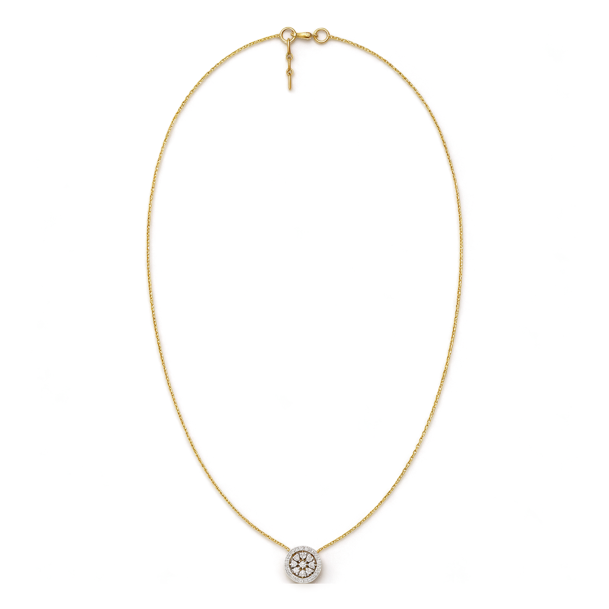 Floral Medallion Halo Round Diamond Pendant
