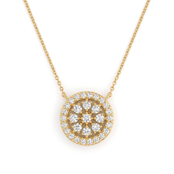 Floral Medallion Halo Round Diamond Pendant