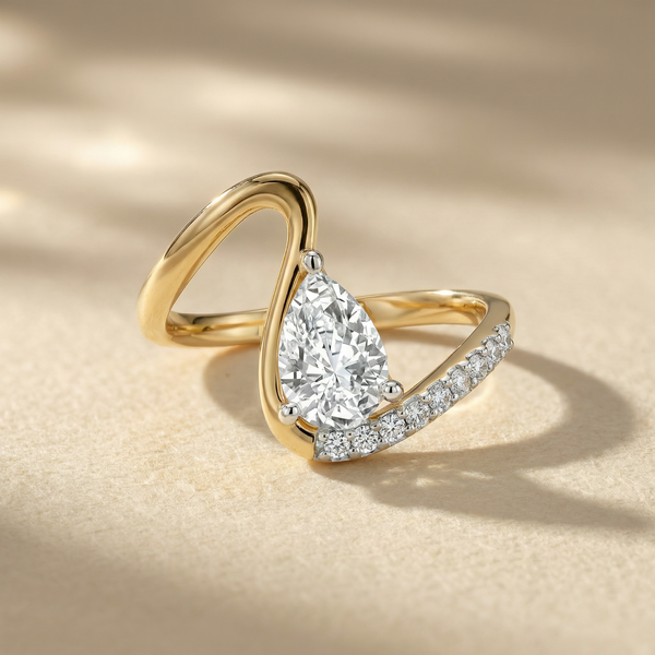 Open Bypass Pear Pavé Lab Grown Diamond Ring