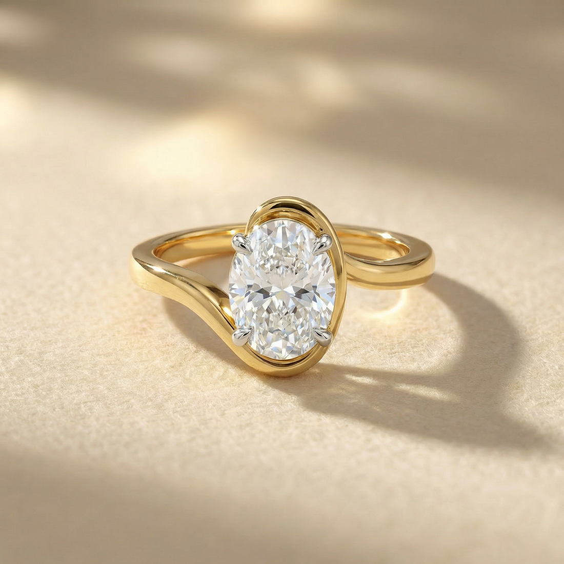 Bezel Oval Solitaire Lab Grown Diamond Ring