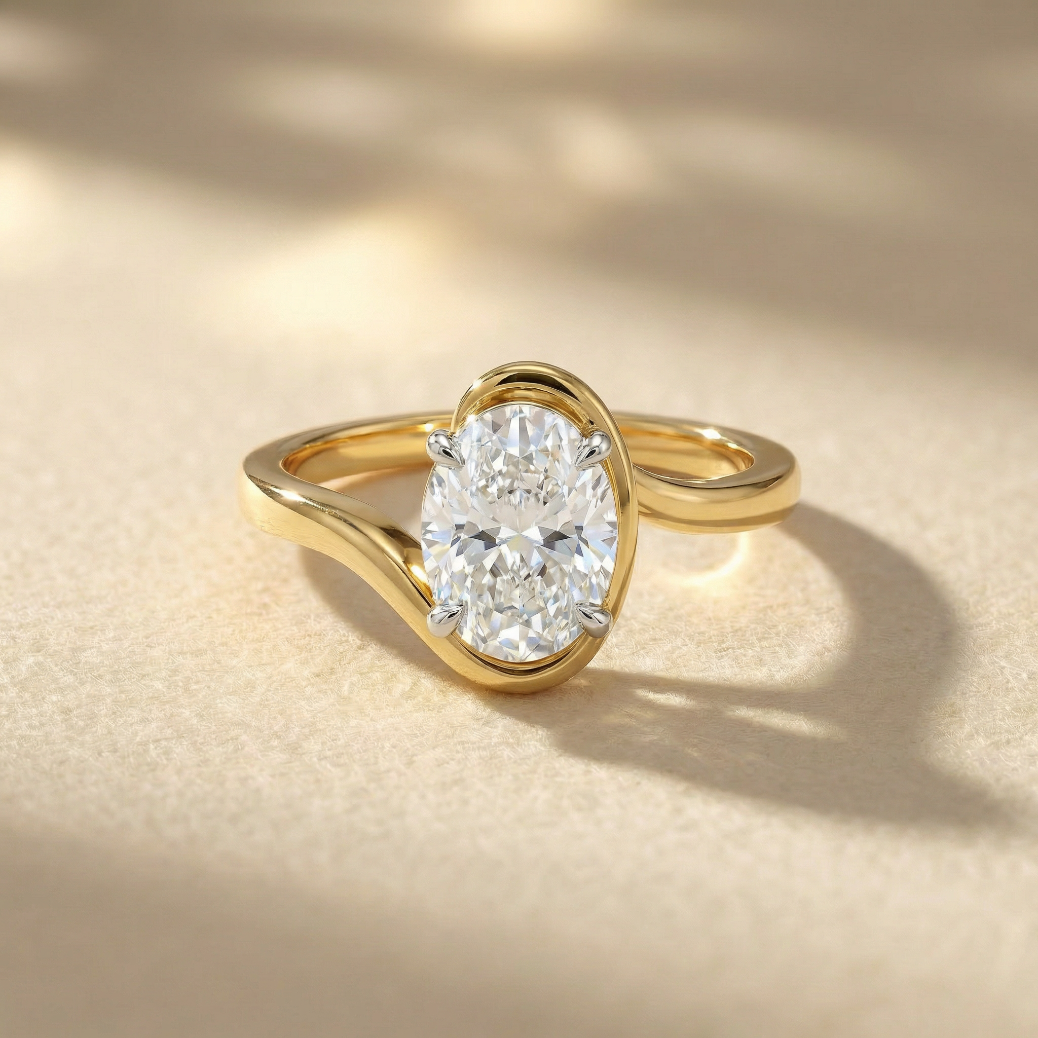 Bezel Oval Solitaire Lab Grown Diamond Ring