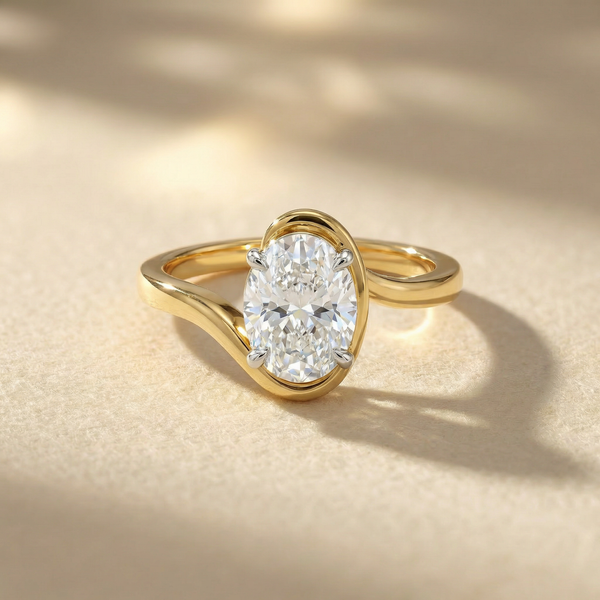 Bezel Oval Solitaire Lab Grown Diamond Ring
