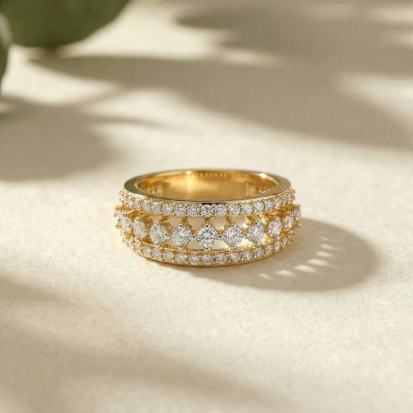 Triple Row Graduated Pavé Lab Grown Diamond Ring
