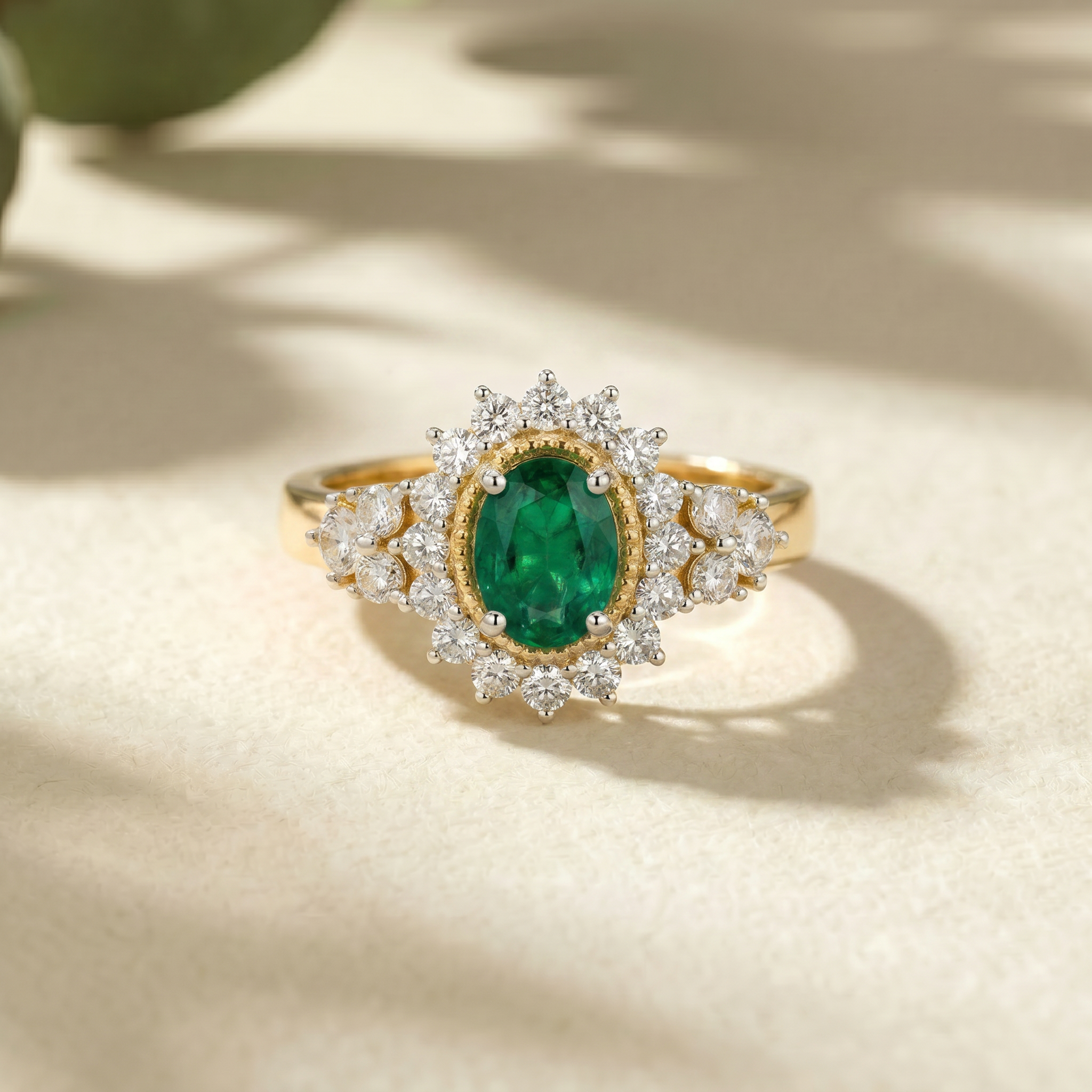 Vintage Oval Halo Lab Grown Diamond Ring