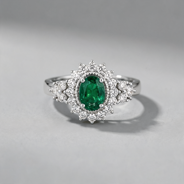 Vintage Oval Halo Lab Grown Diamond Ring