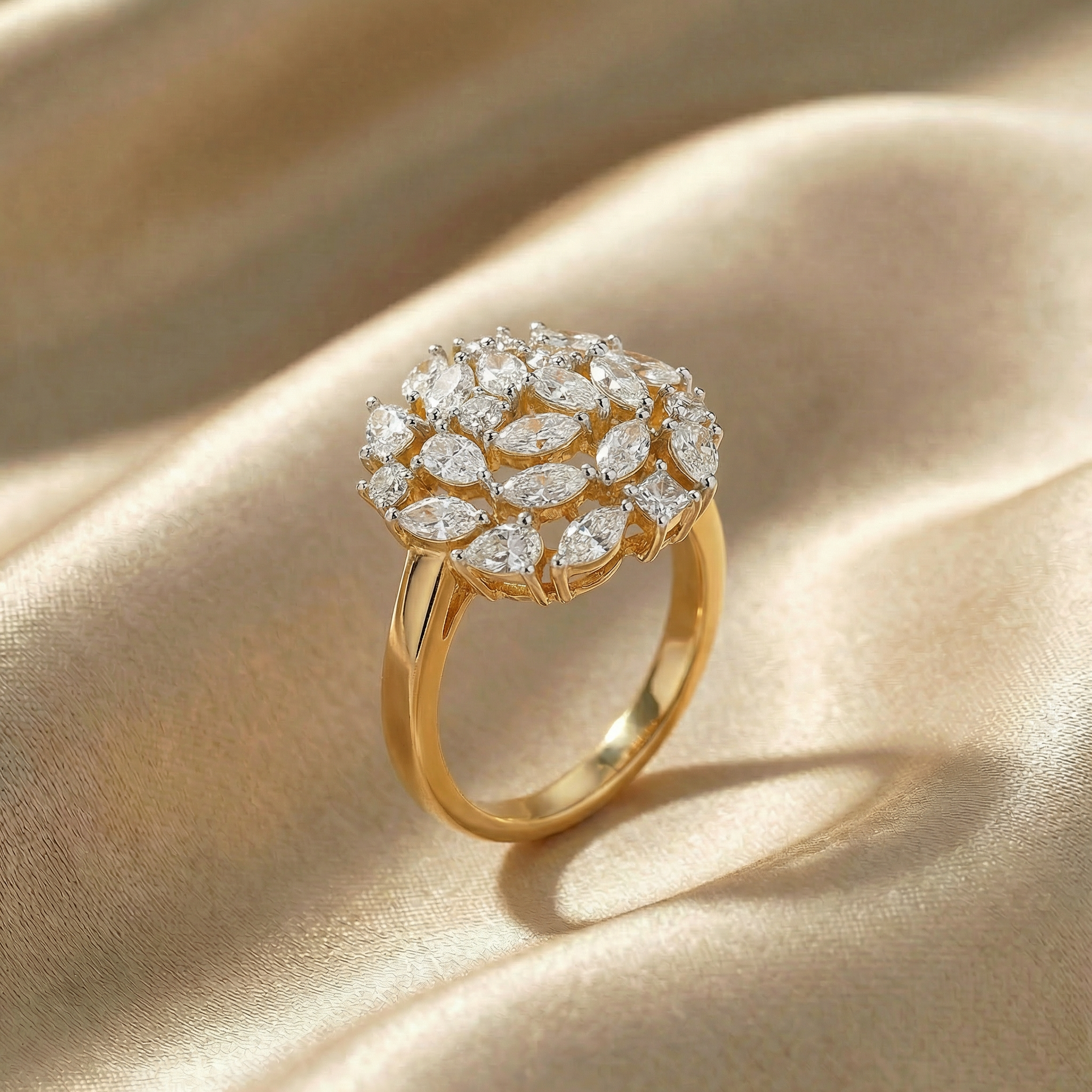 Floral Cluster Dome Lab Grown Diamond Ring