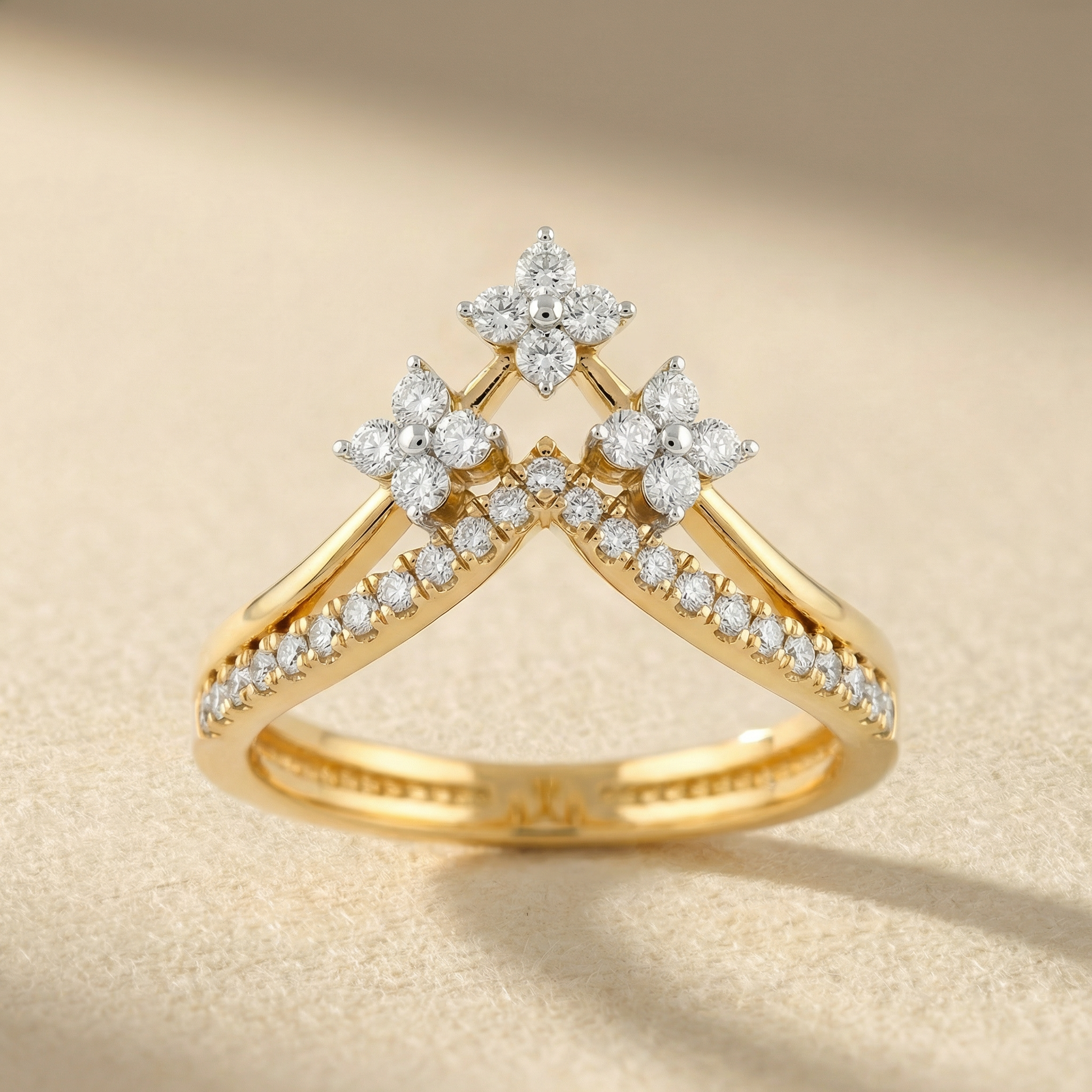 Double Band Crown Cluster Lab Grown Diamond Ring
