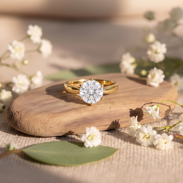 Round Solitaire Crown Lab Grown Diamond Ring