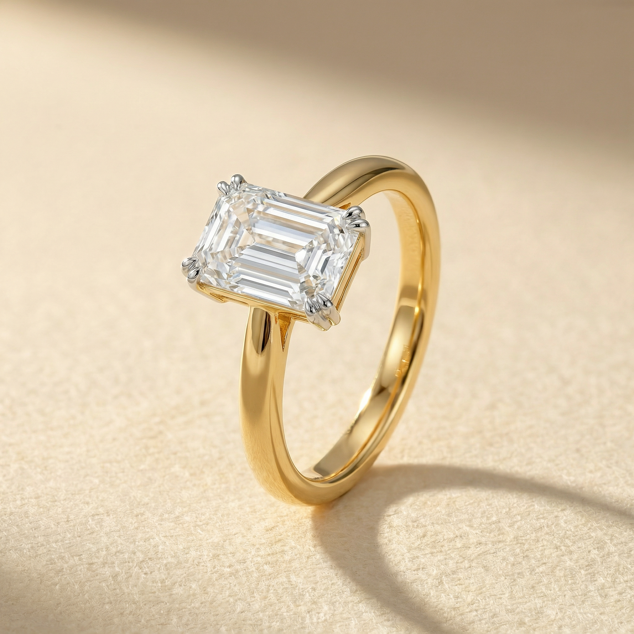 Elegant Emerald Cut Solitaire Lab Grown Diamond Ring