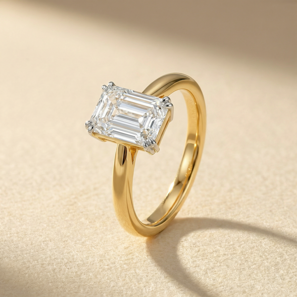 Elegant Emerald Cut Solitaire Lab Grown Diamond Ring