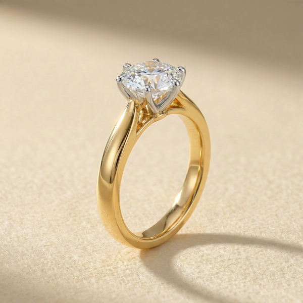 Raised Crown Solitaire Lab Grown Diamond Ring
