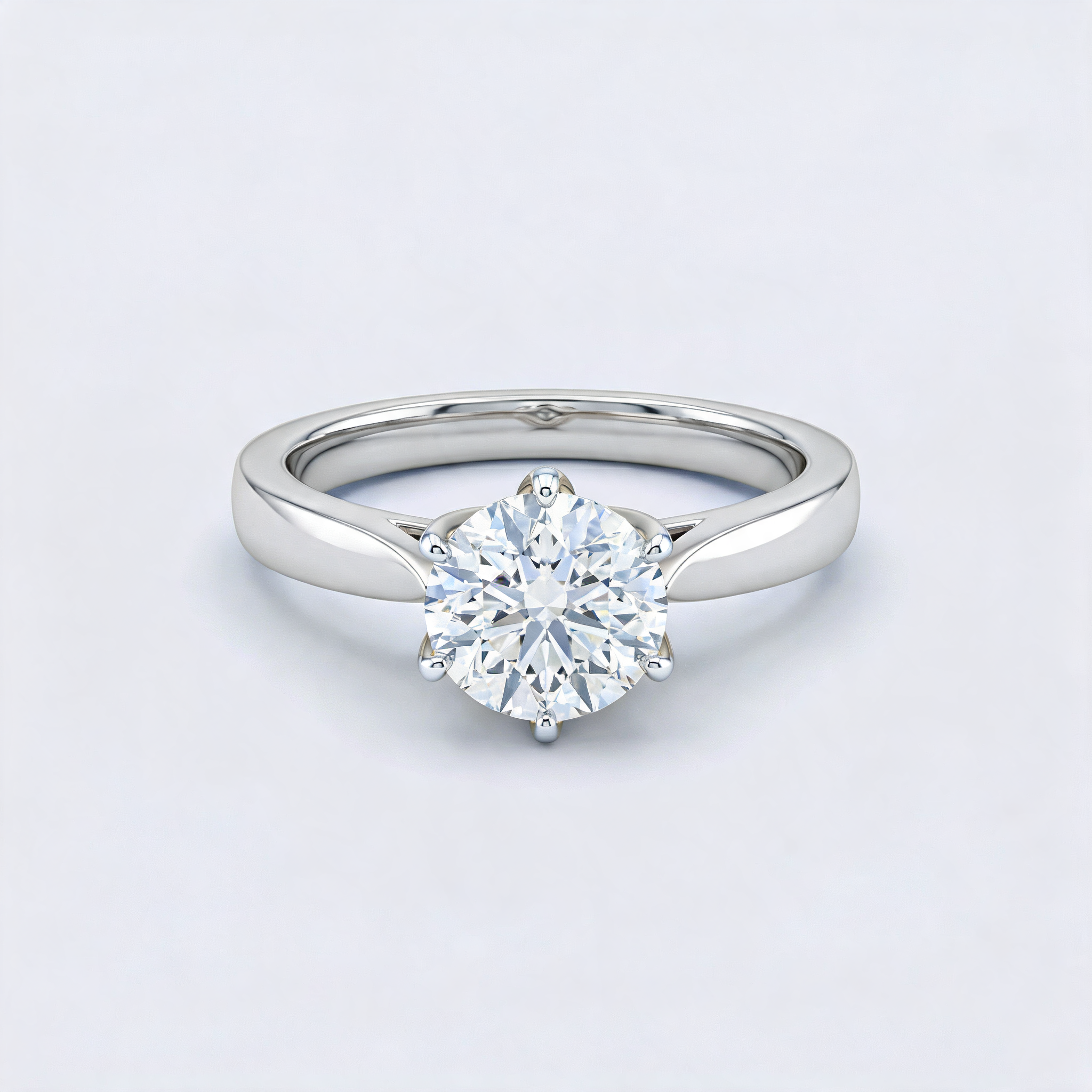 Round Cut Six Prong Gold Lab Grown Ring