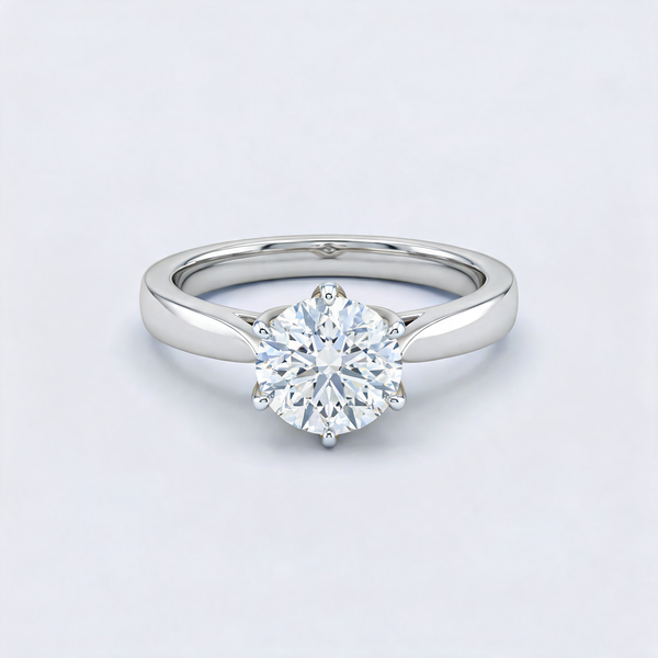 Raised Crown Solitaire Lab Grown Diamond Ring