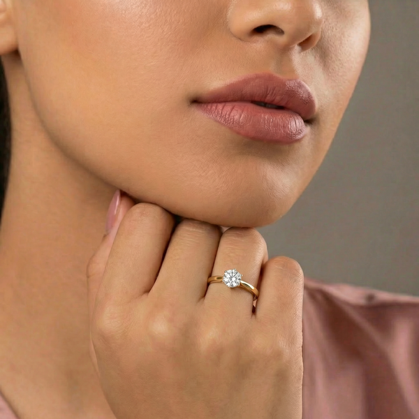 Raised Crown Solitaire Lab Grown Diamond Ring