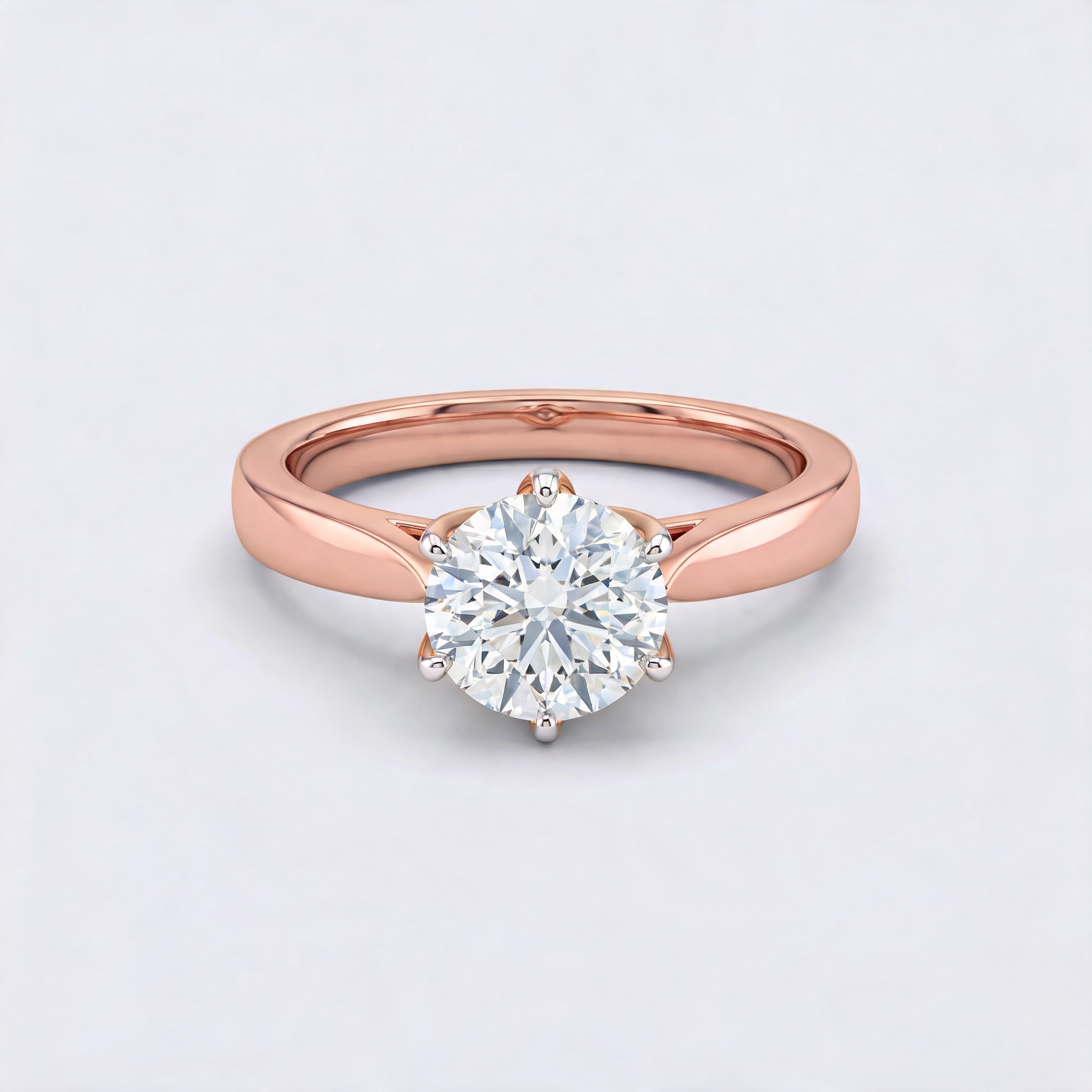 Round Cut Six Prong Gold Lab Grown Ring