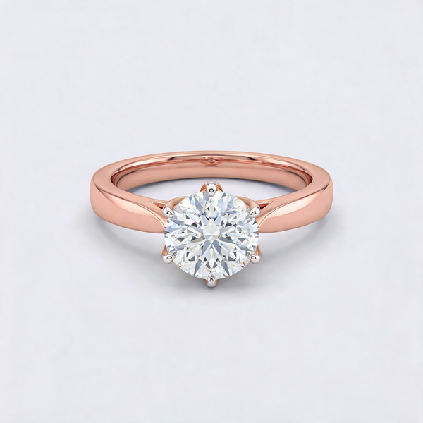 Raised Crown Solitaire Lab Grown Diamond Ring