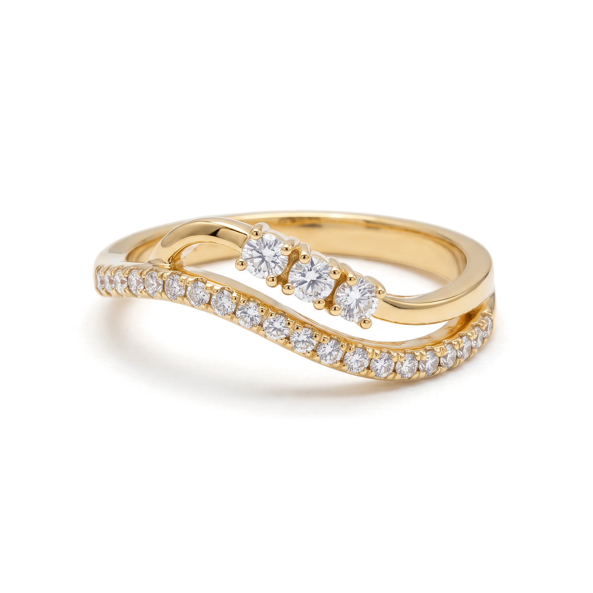 Captivating Swirl Wave Round Diamond Lab Grown Ring