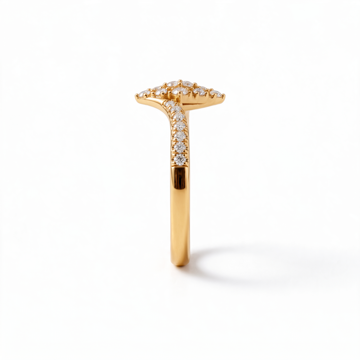 Geometric Rhombus Bypass Round Diamond Lab Grown Ring