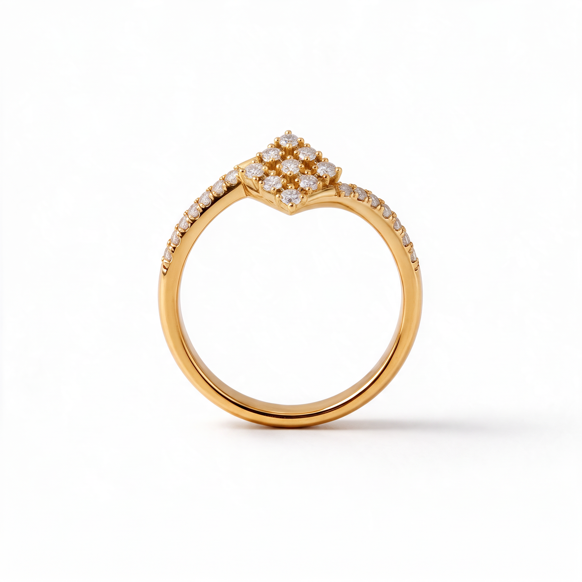 Geometric Rhombus Bypass Round Diamond Lab Grown Ring