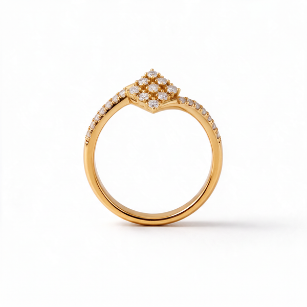 Geometric Rhombus Bypass Round Diamond Lab Grown Ring