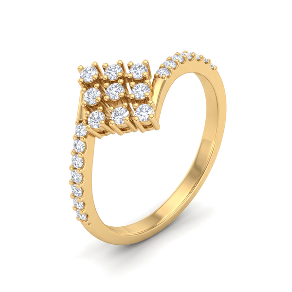 Geometric Rhombus Bypass Round Diamond Lab Grown Ring