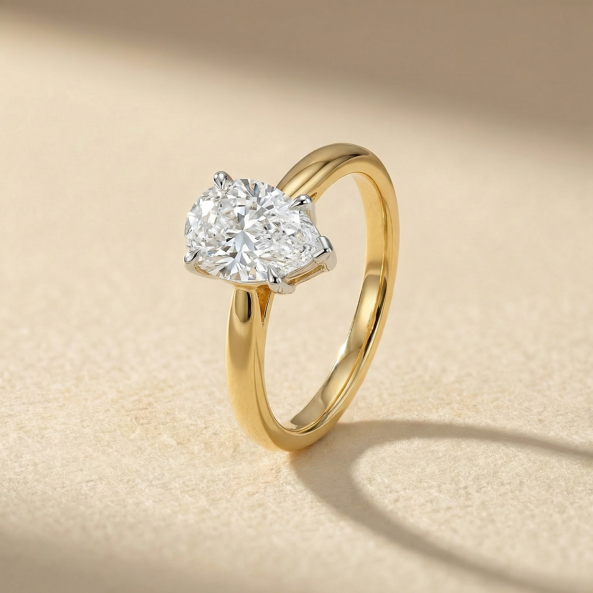 Elegant Pear Solitaire Lab Grown Diamond Ring
