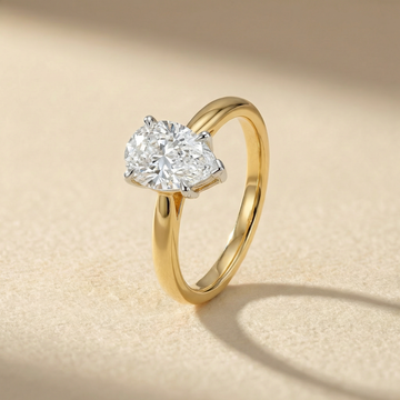 Elegant Pear Solitaire Lab Grown Diamond Ring