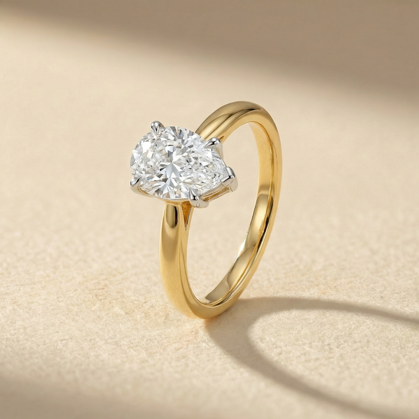 Elegant Pear Solitaire Lab Grown Diamond Ring